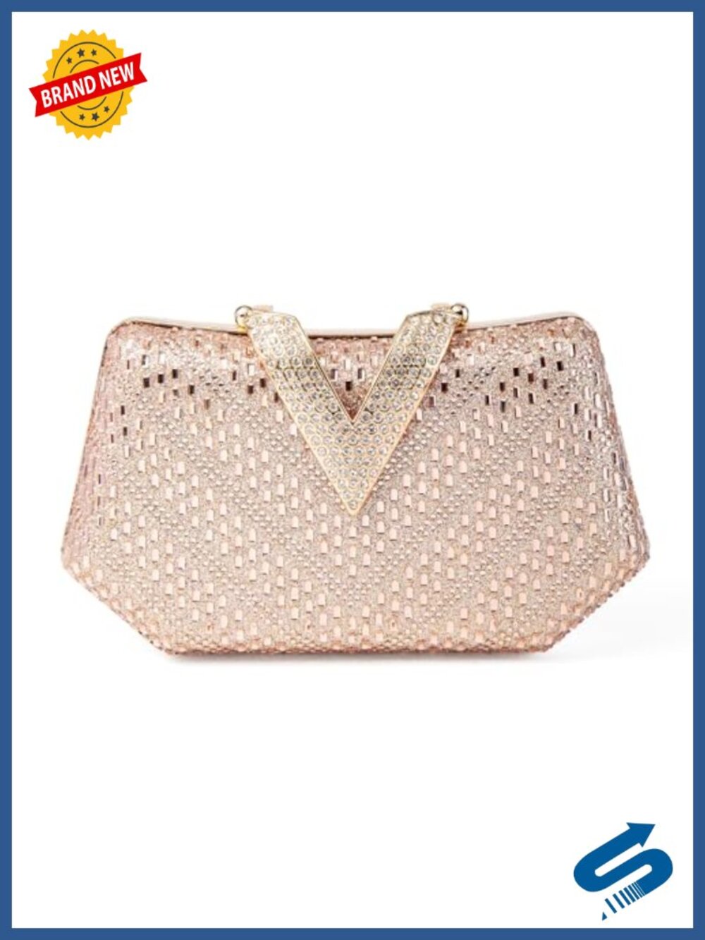 Rhinestone Crystal Clutch Purse Sparkly Evening Bag with Chain